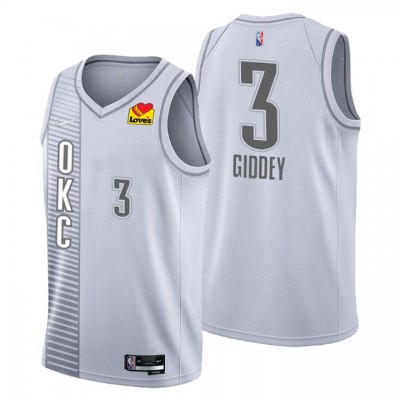 Oklahoma City Thunder #3 Josh Giddey Men's Nike Gray 202122 Swingman NBA Jersey - City Edition Men's